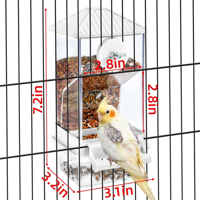 Rypet No Mess Automatic Bird Feeder for Cage,Transparent Acrylic Parrot Seed Feeders,Food Container for Cage,Parrot Feeder Cage Accessories for Small and Medium Lovebirds Parakeets Cockatiel Finch - Image 5
